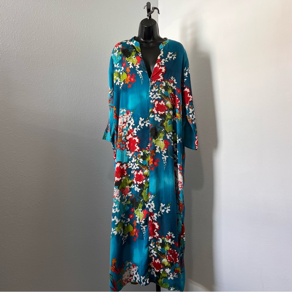 Blue Floral Kaftan/Kimono Dress 🪷